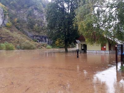 Povodeň u Sloupsko-šošůvských jeskyní, říjen 2020