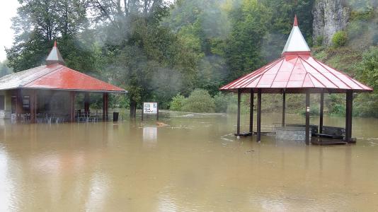 Povodeň u Sloupsko-šošůvských jeskyní, říjen 2020