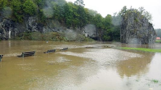 Povodeň u Sloupsko-šošůvských jeskyní, říjen 2020