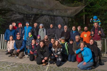 Jeskyňáři Jan Sirotek a Petr Chmel na extrémní cestě od propadání Sloupského potoka po vývěr Punkvy, 15. 10. 2023